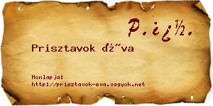 Prisztavok Éva névjegykártya